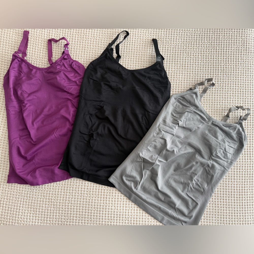 Caramel Cantina Nursing Tank Tops - Purple, Black, and Gray